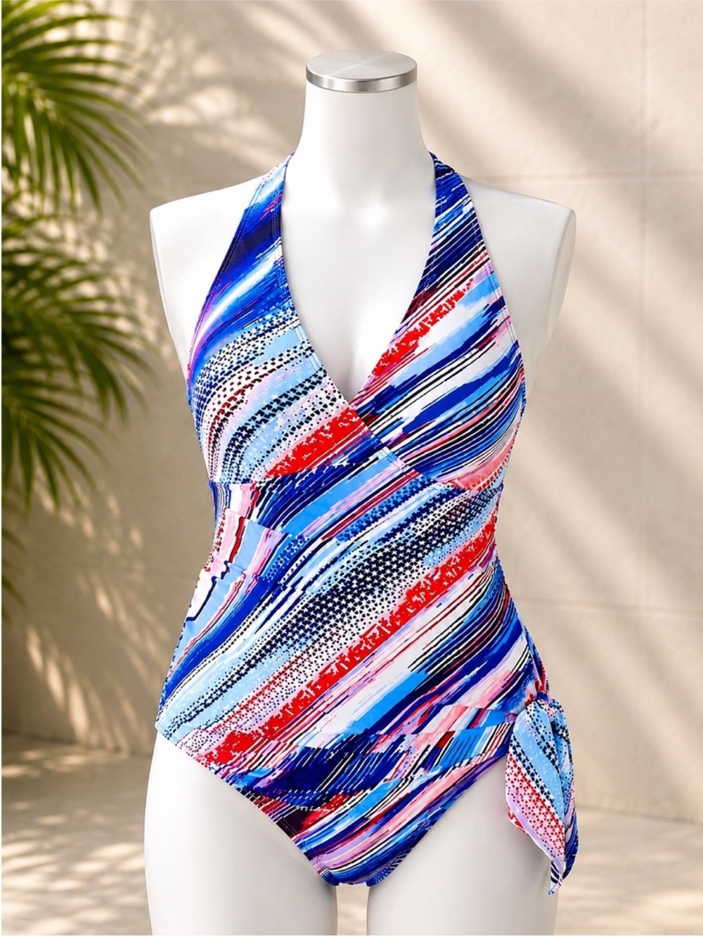 NWT Swimsuits For All Women’s Size 16 Convertible 3-Way Swimdress One Piece Mult